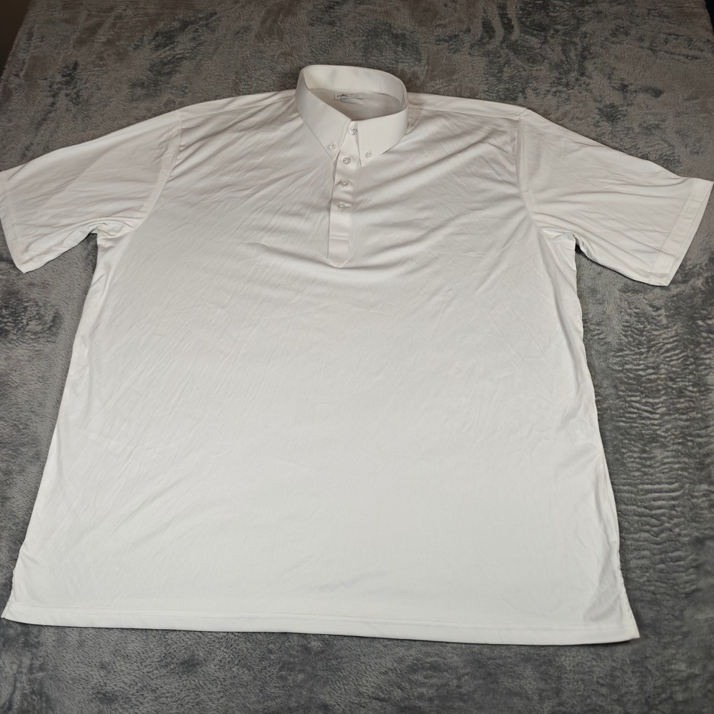 Collars & Co Dress Collar Polo Mens 3XL White Relaxed Short Sleeve Button Down